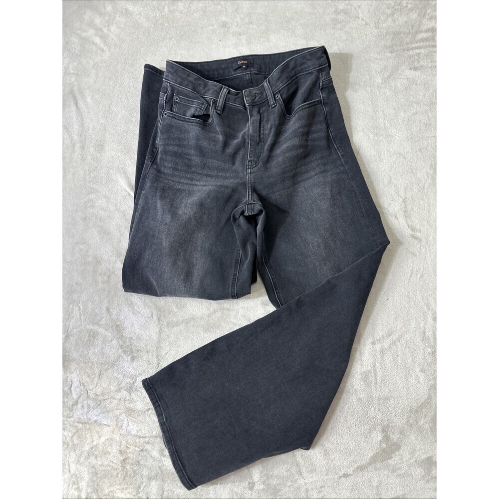 Quince Bella Stretch Wide Leg Jeans 30” Faded Black Size 28